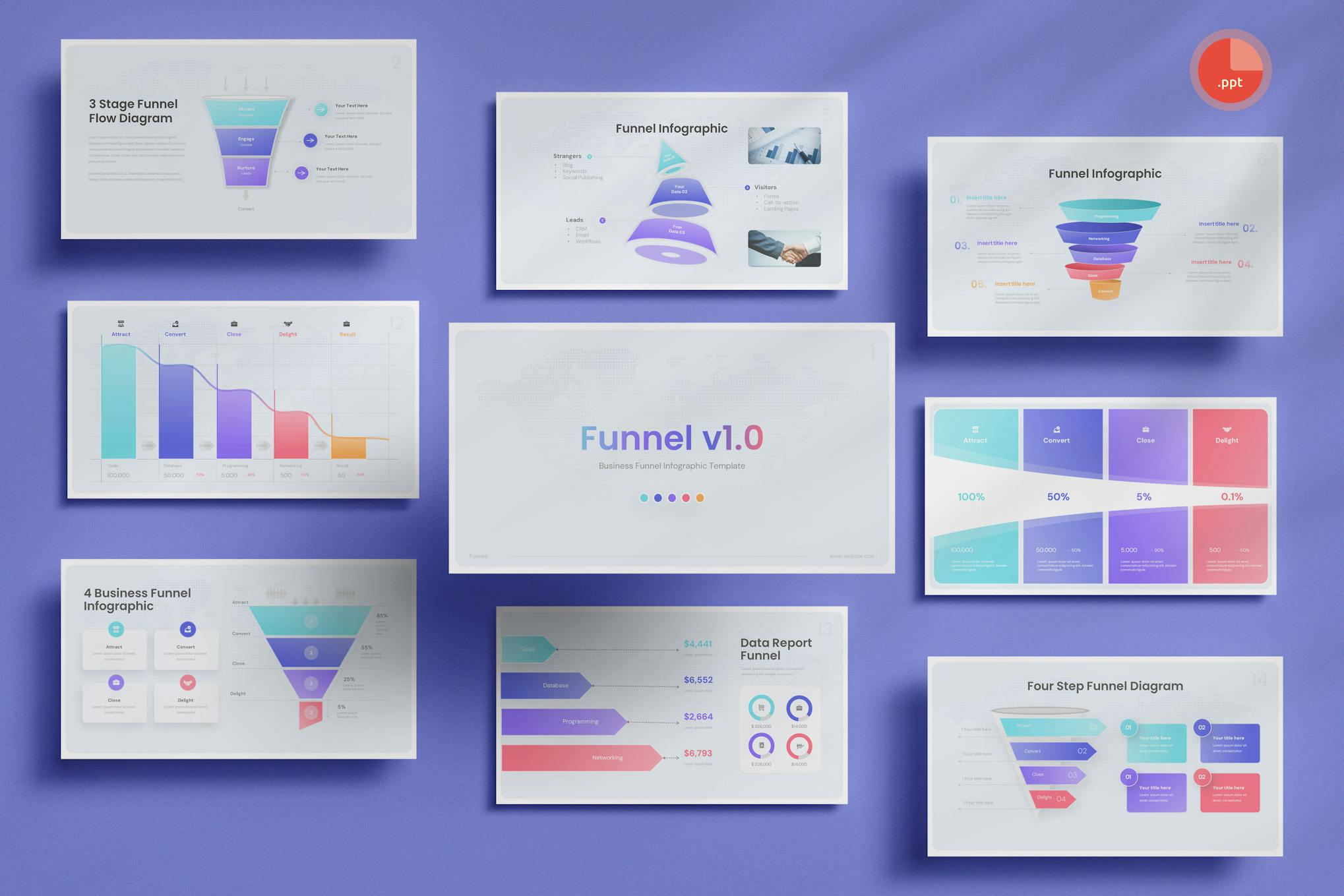 Business Funnels Infographics PowerPoint Template