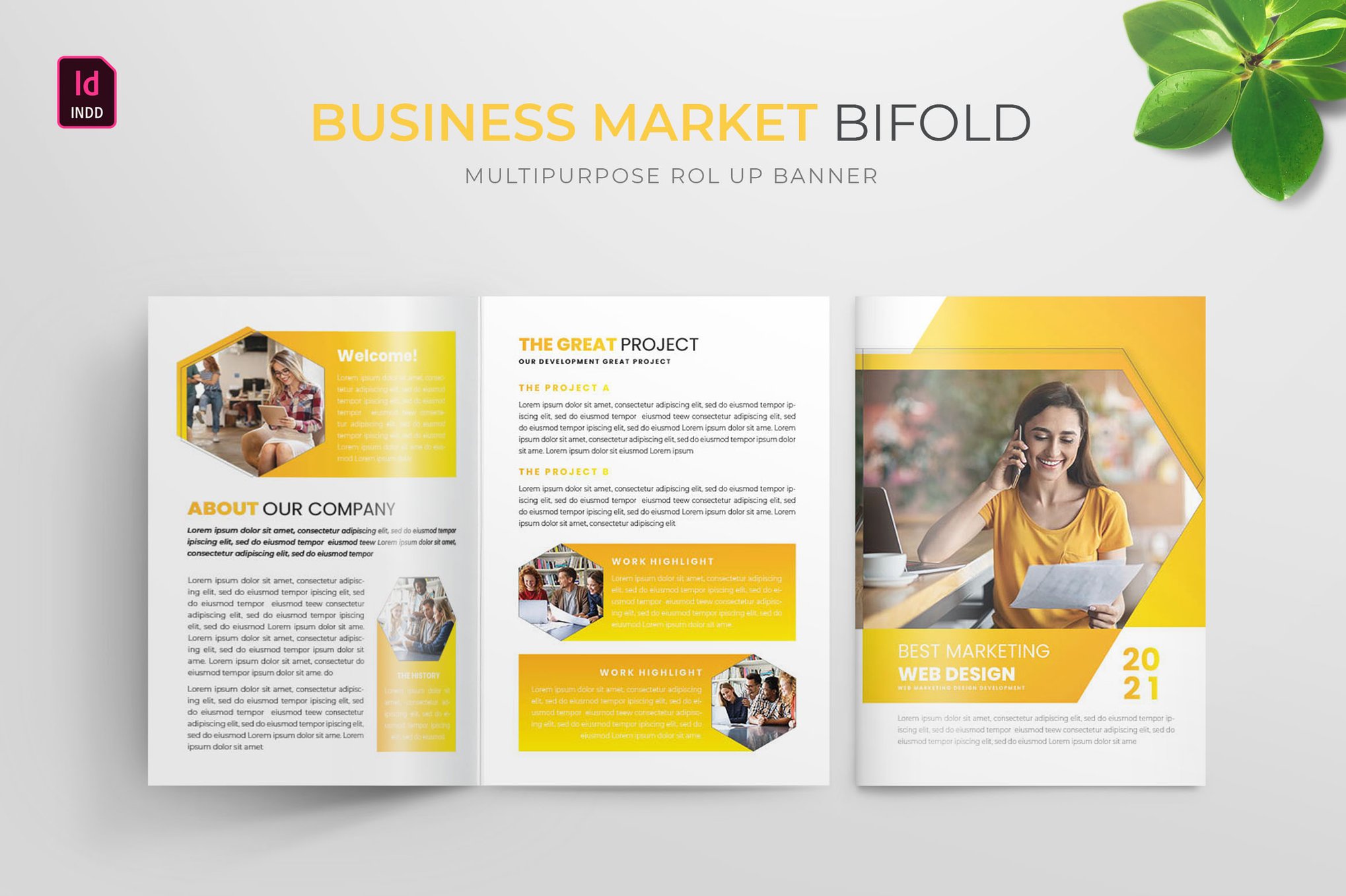 Business Marketing Bifold Brochure Template