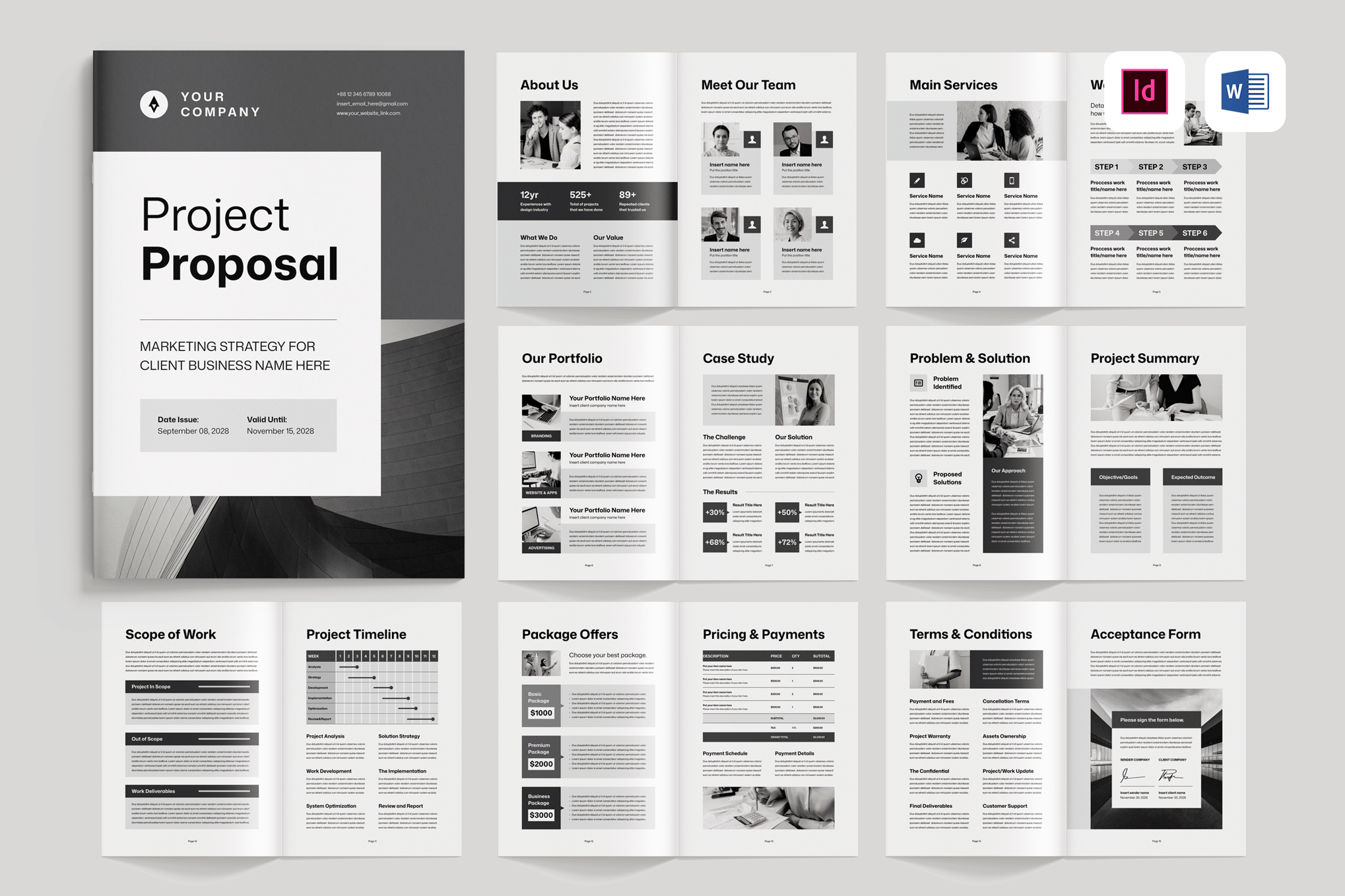 B&W Project Proposal Word Template