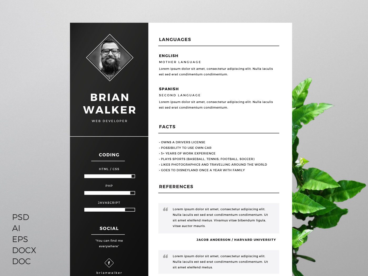 Free Resume Templates Adobe  Resume Template for Word, Photoshop & Illustrator