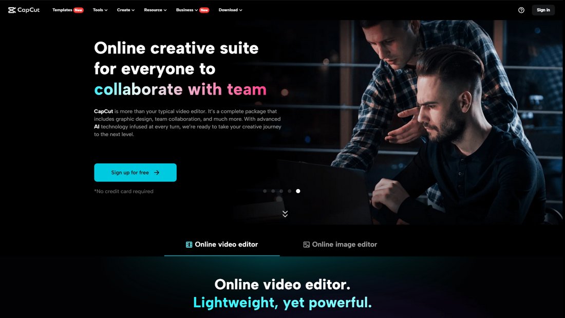 CapCut creative suite for video editing, graphic design, and more