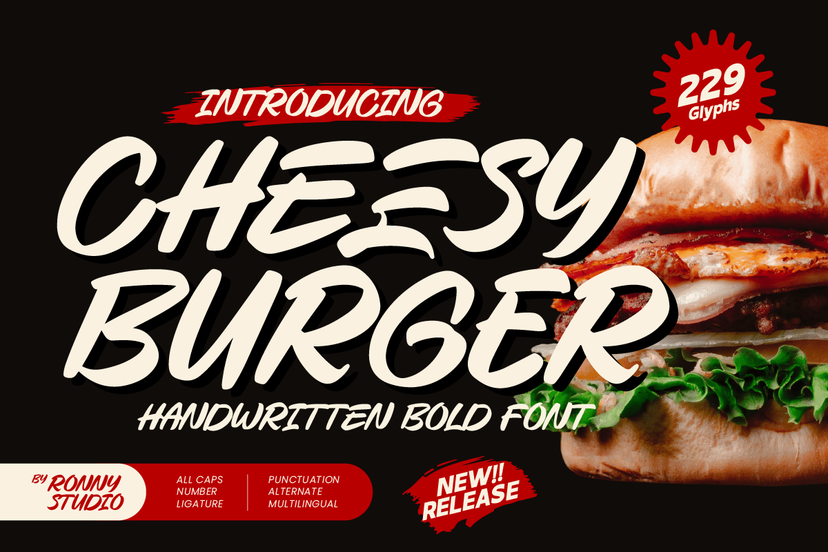 Hamburguesa con queso - fuente manuscrita en negrita