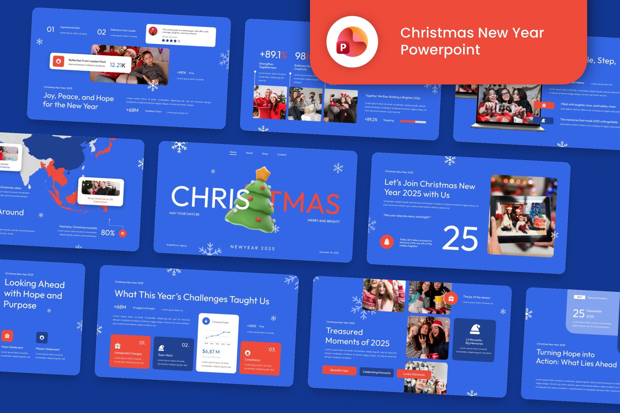 Plantilla de presentación de PowerPoint de Navidad y año nuevo