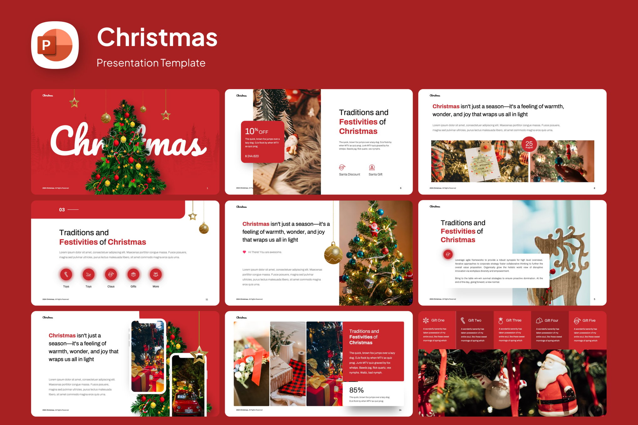 Plantilla de presentación de PowerPoint para fiesta de Navidad