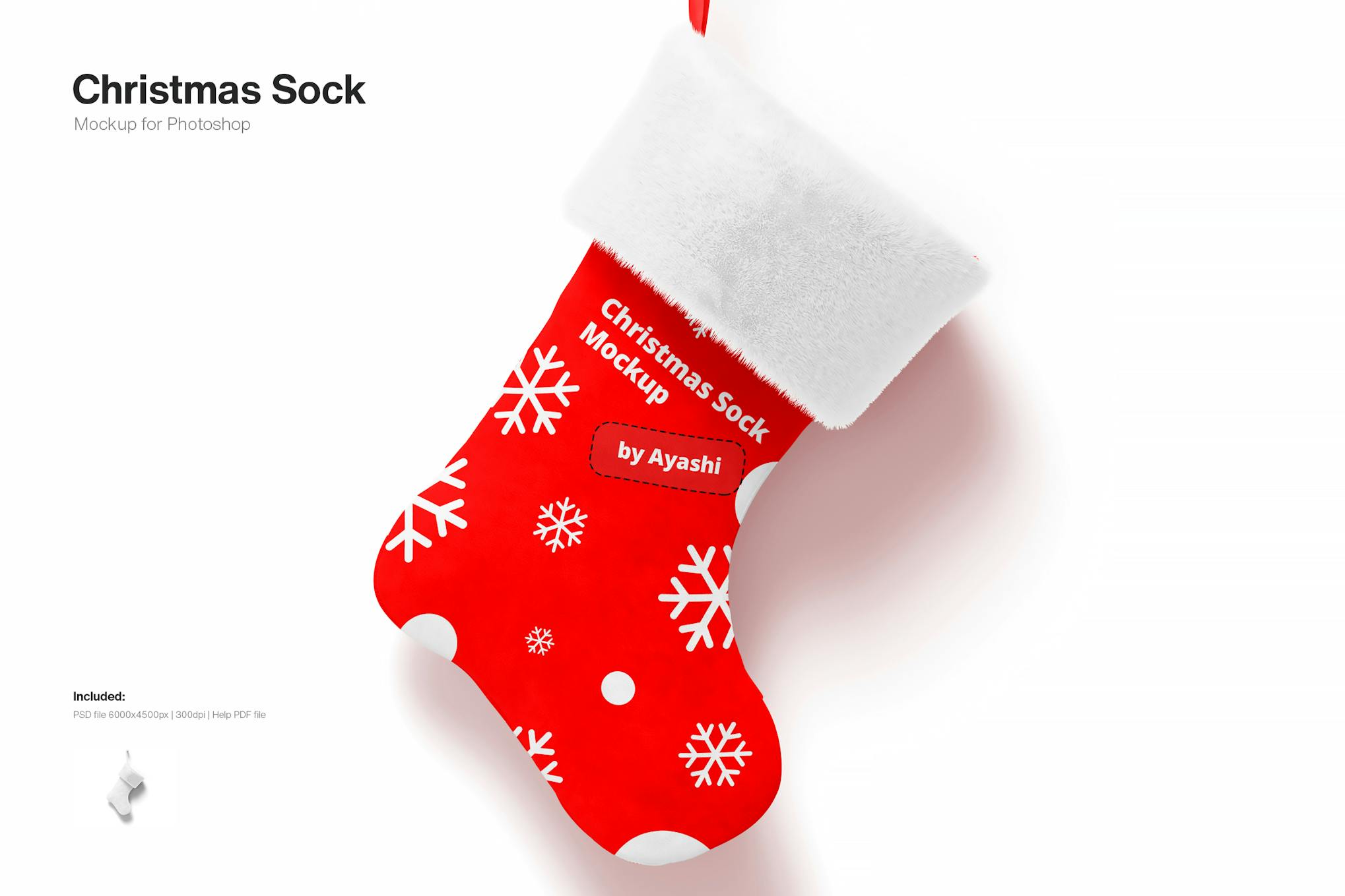 Christmas sock mockup design shack