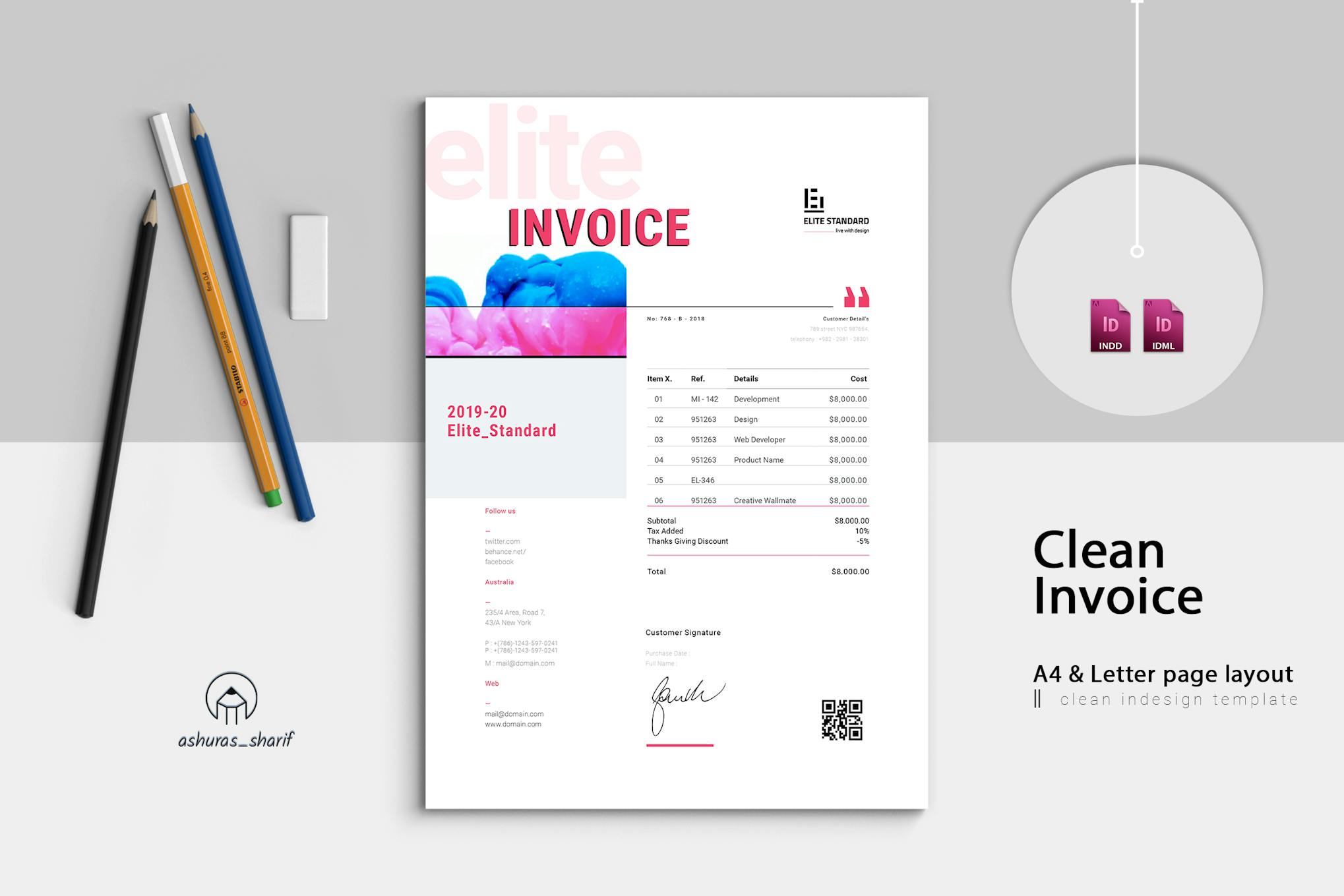 Clean Invoice Template Word & INDD