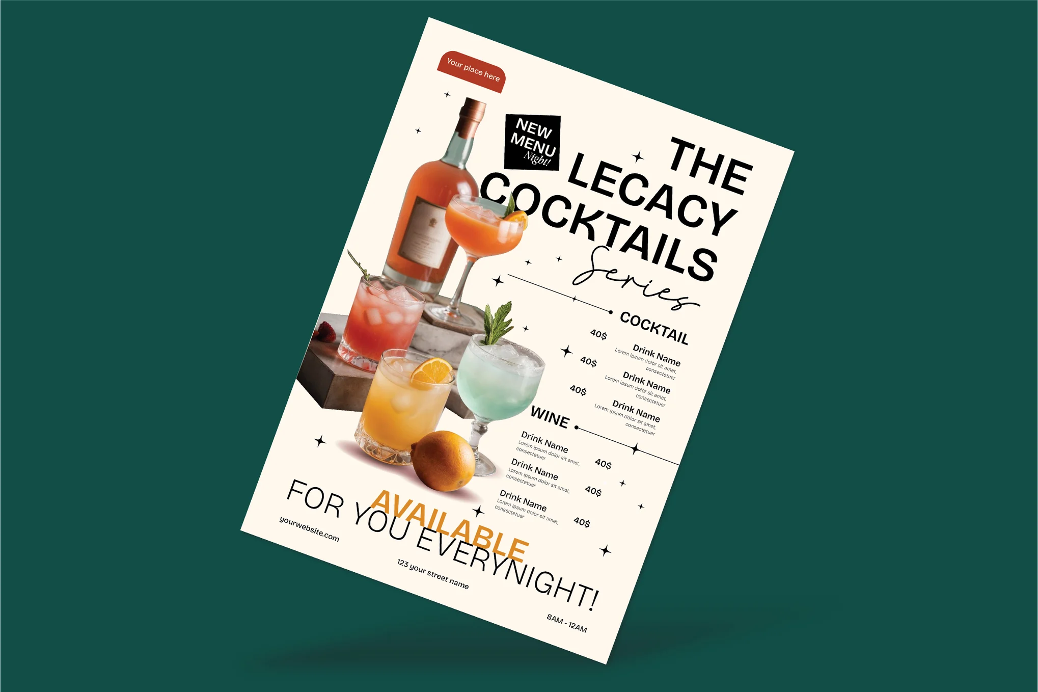 Cocktail Drinks Menu Template