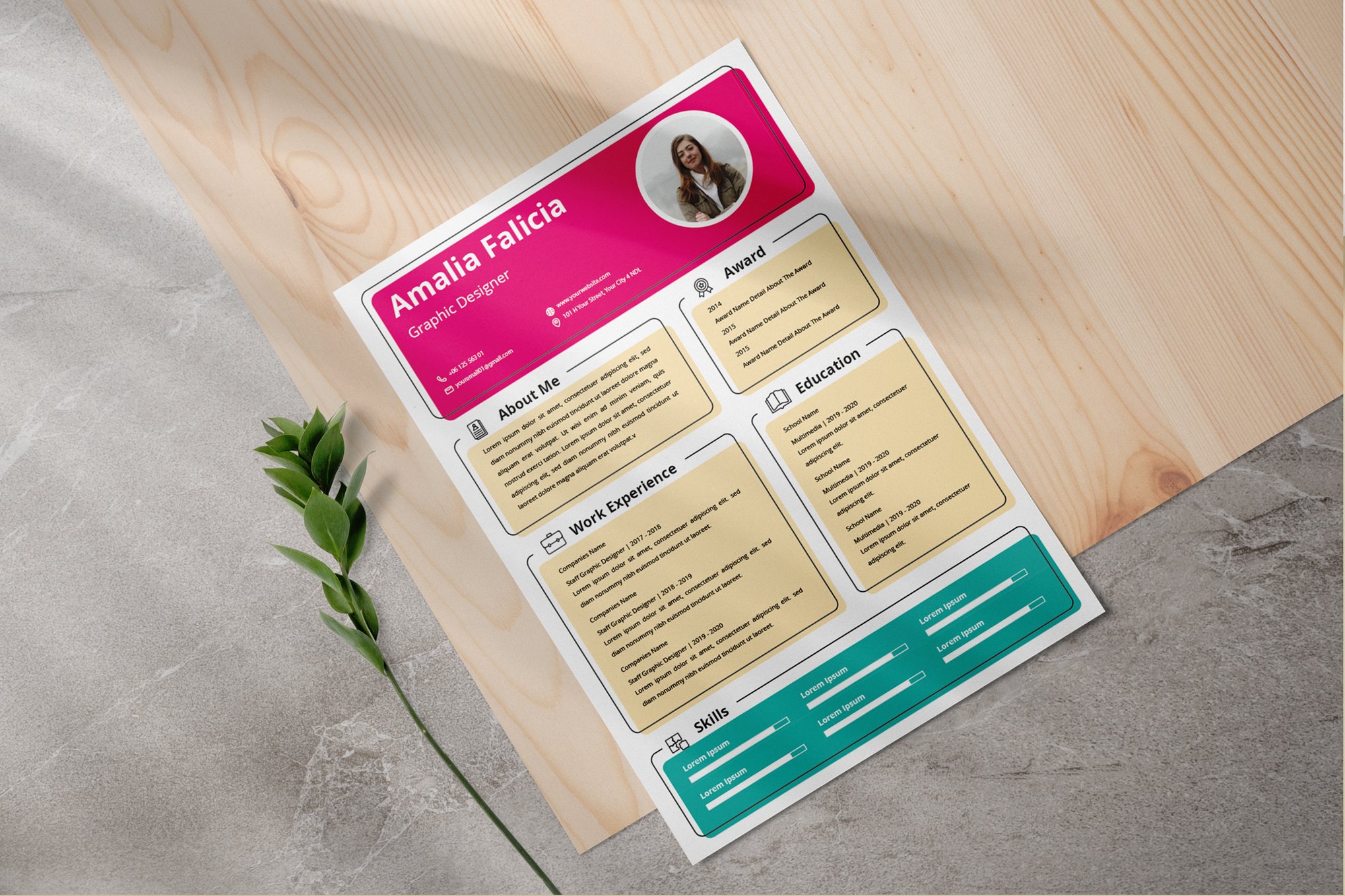 Colorful & Unique One-Page Resume Template