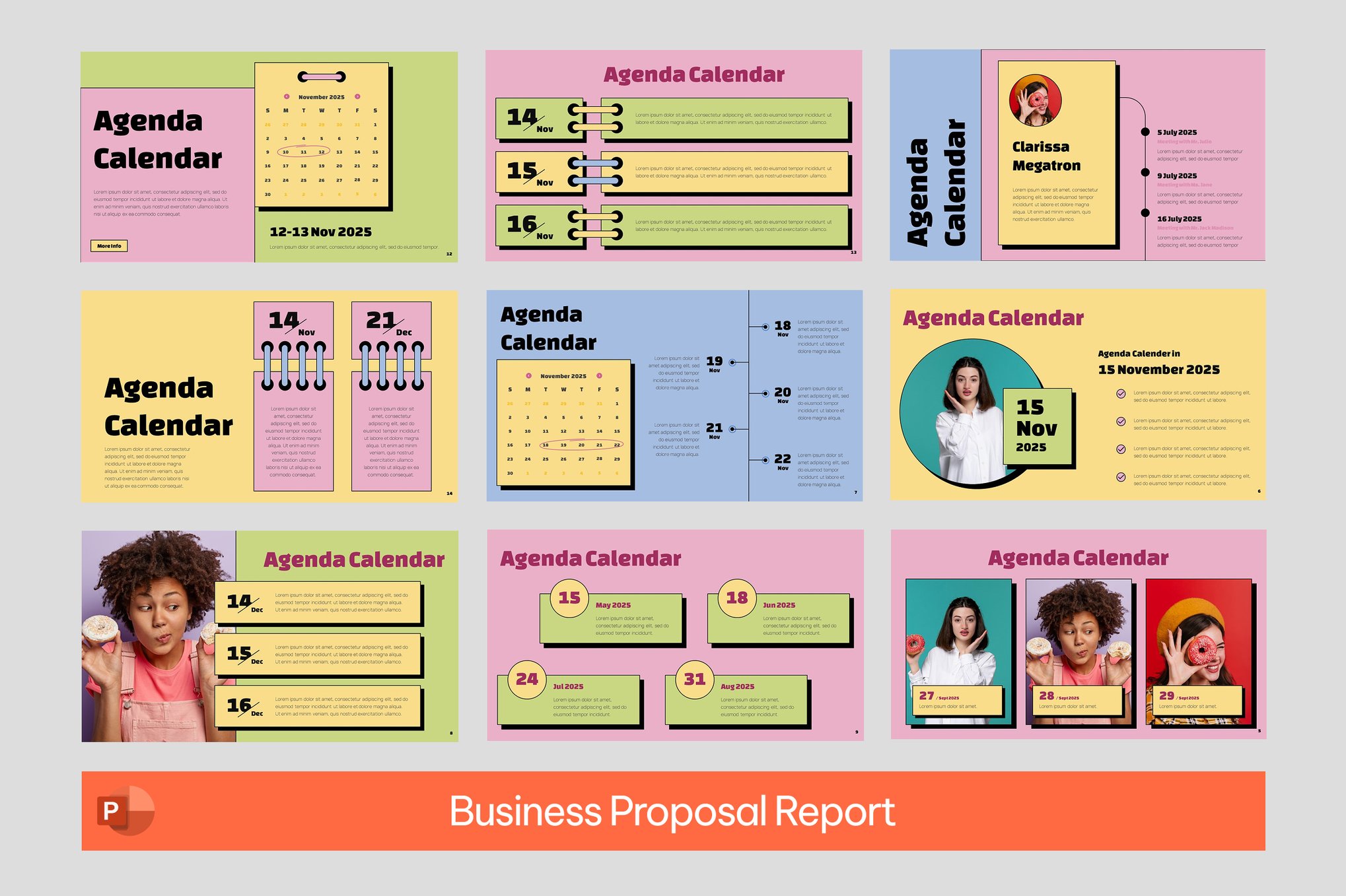 Colorful Agenda Calendar PowerPoint Template