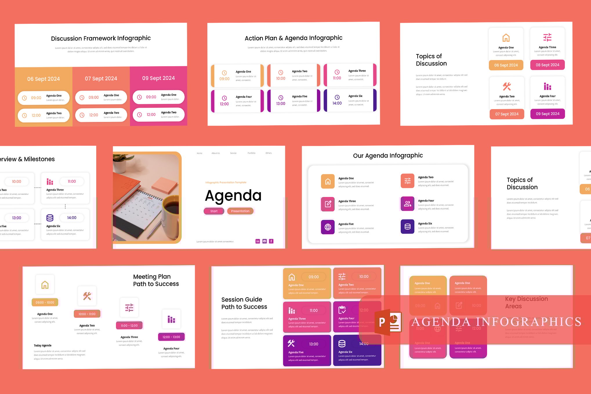 Colorful Agenda Infographic Slides for PowerPoint