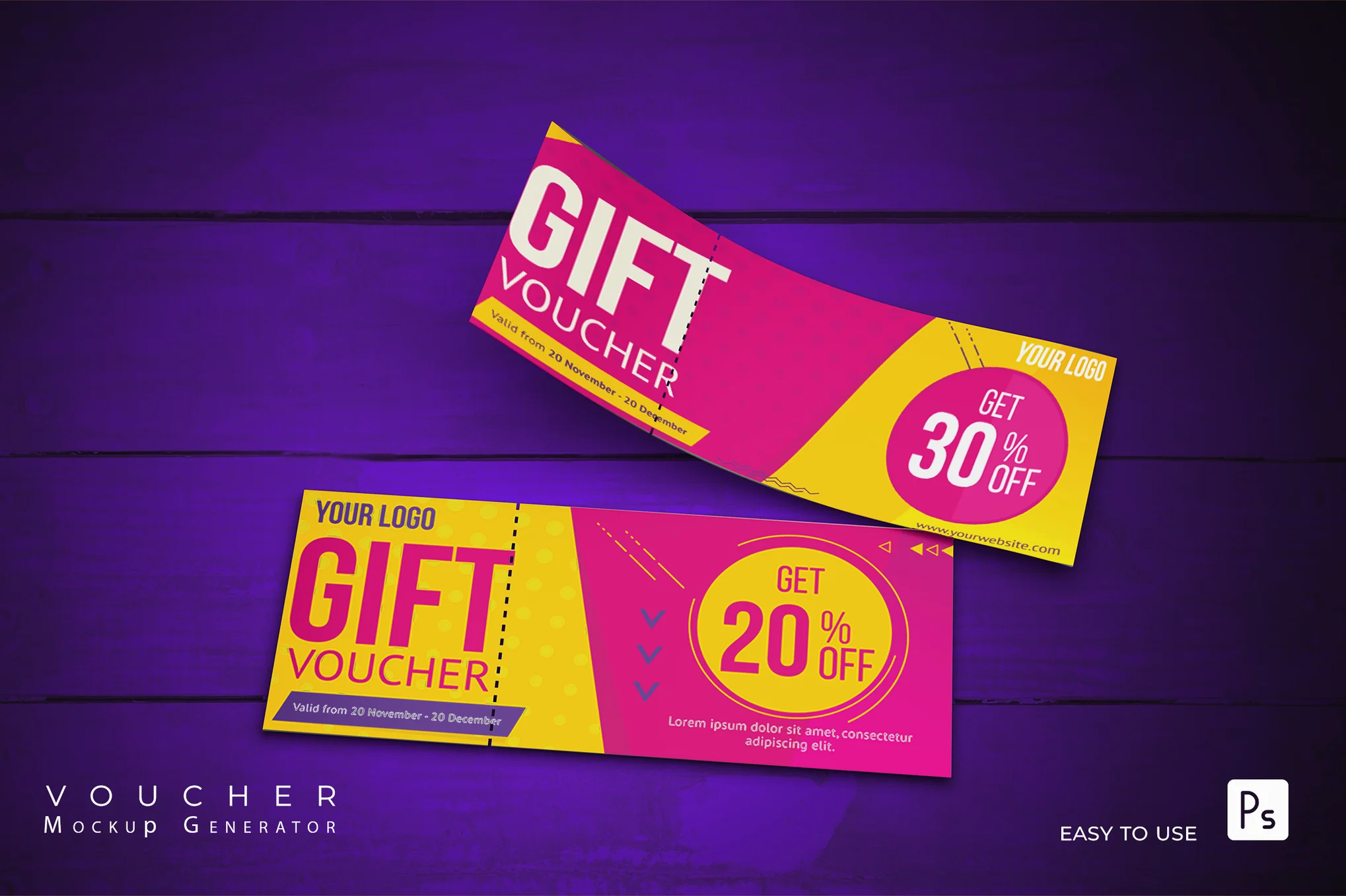 Colorful Voucher Mockup Template