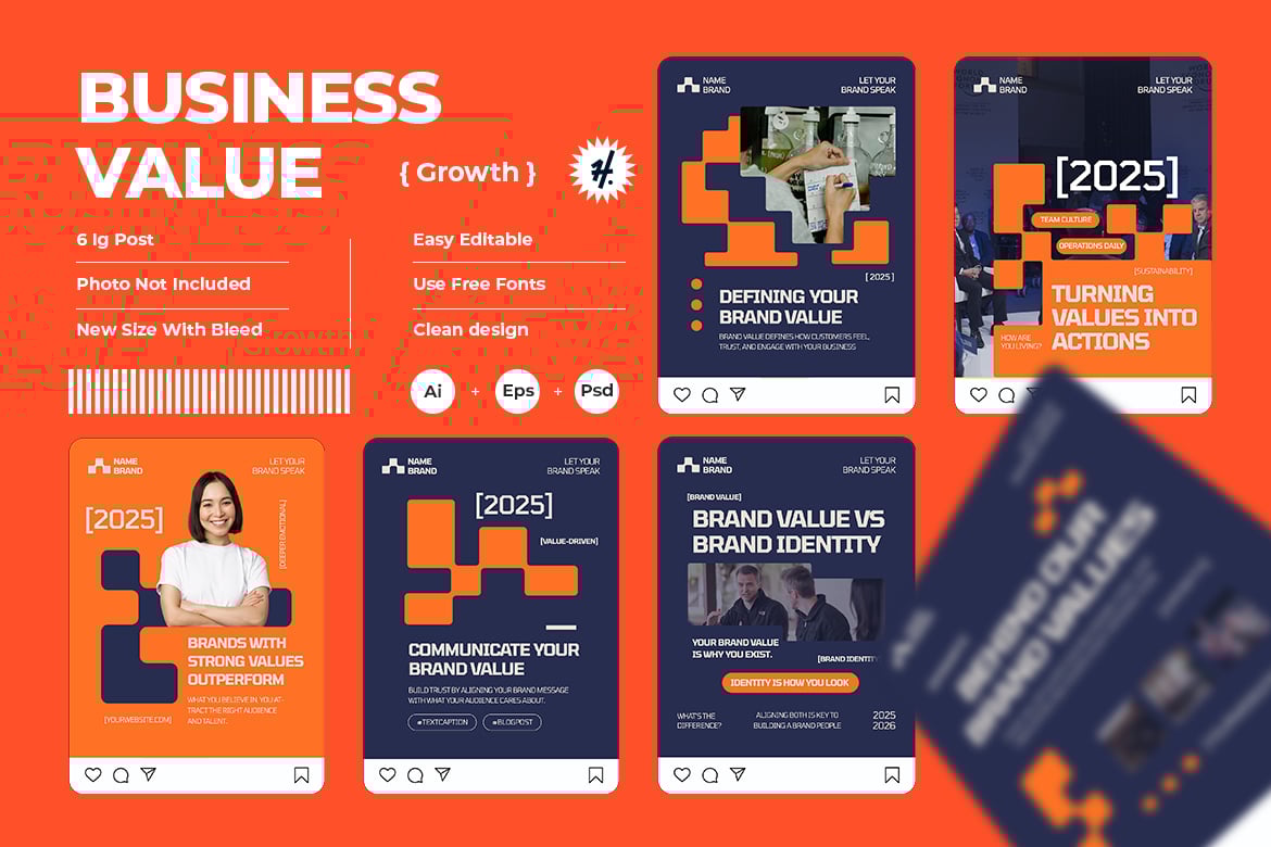 Corporate Brand Value Instagram Template Kit