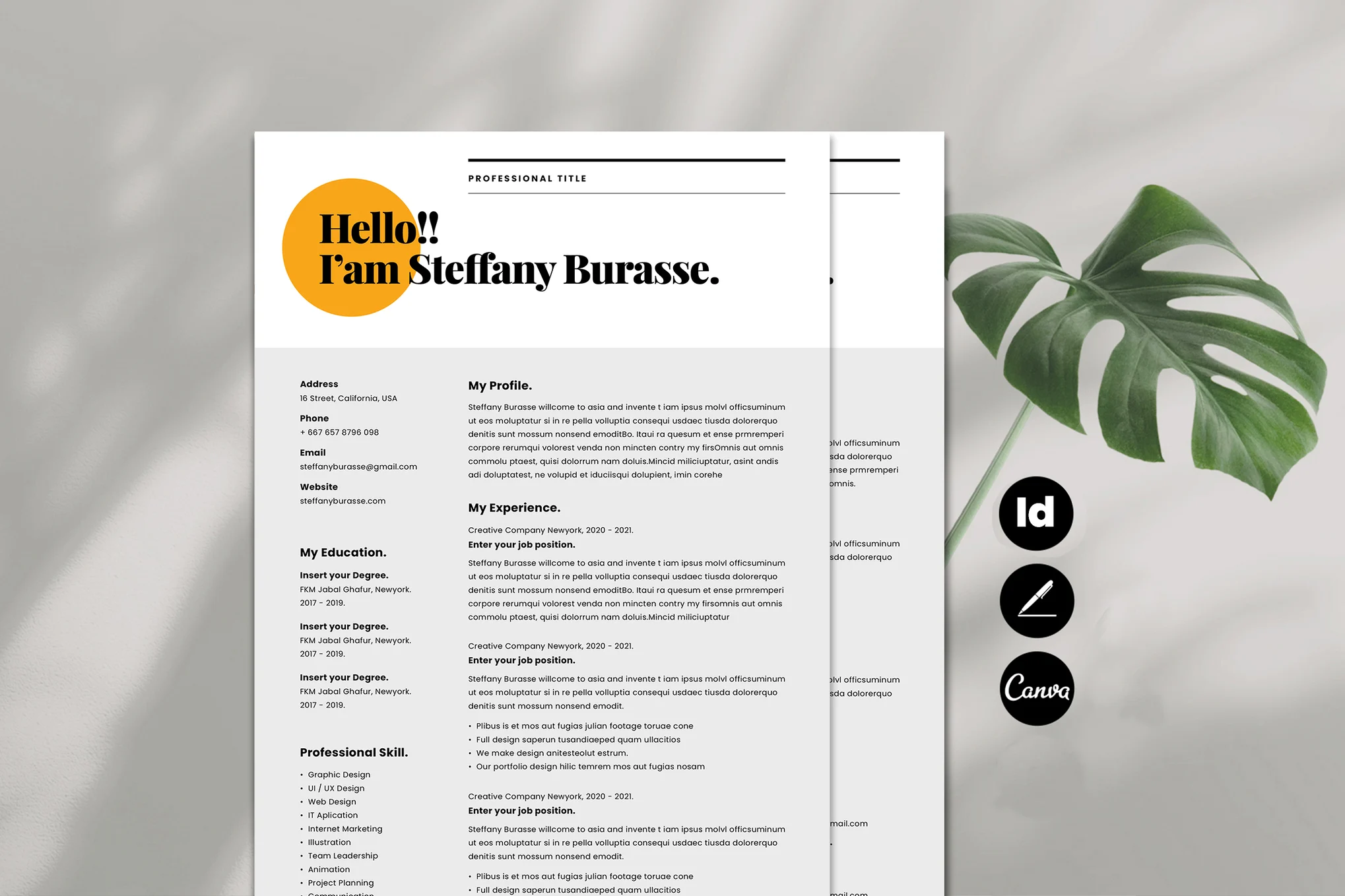 Creative Apple Pages Resume Template