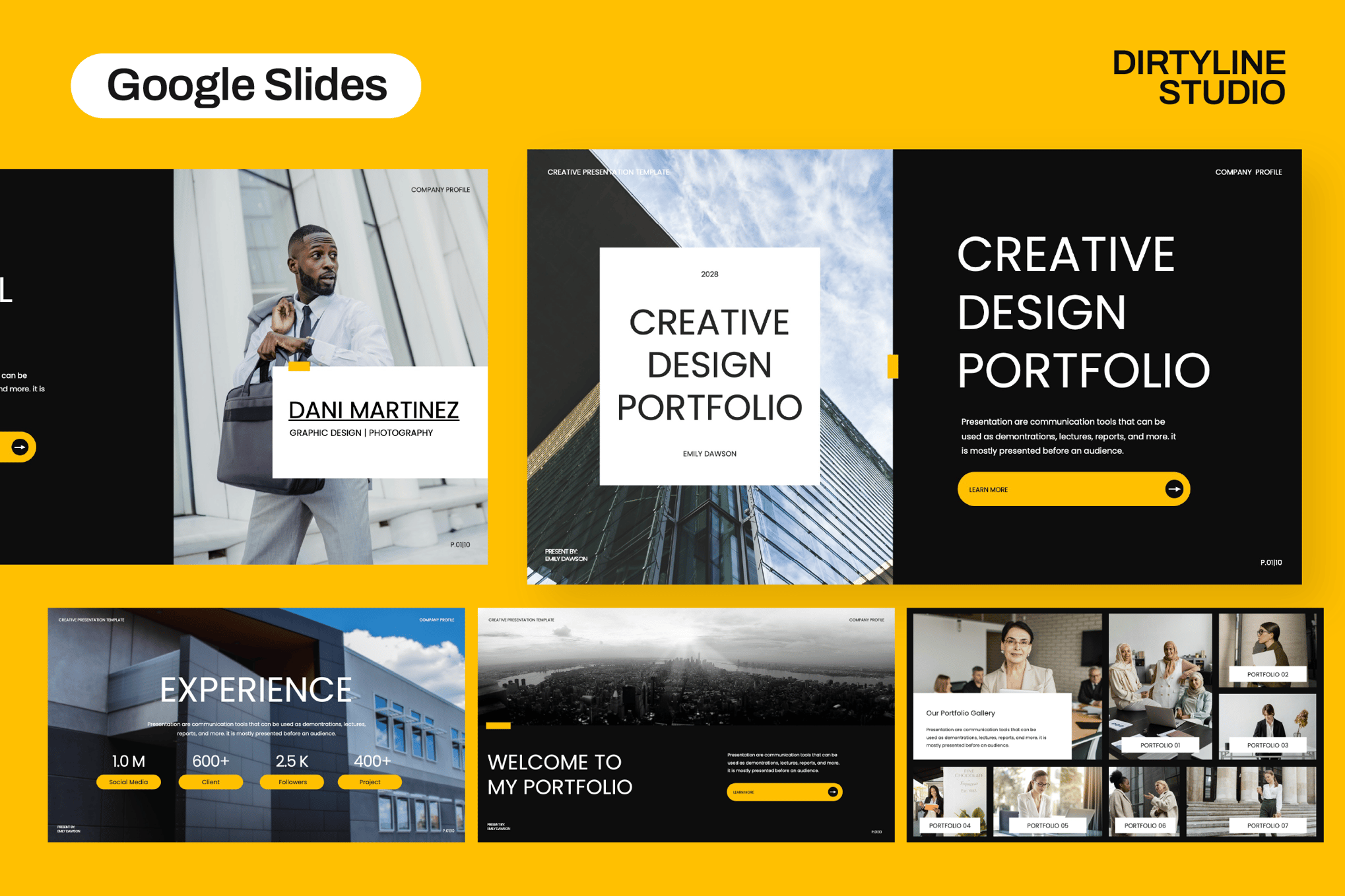 Creative Design Portfolio Google Slides Template