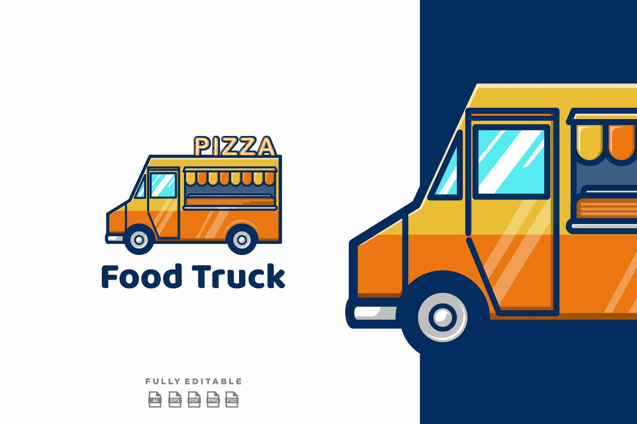 Creative Food Truck Pizza Logo