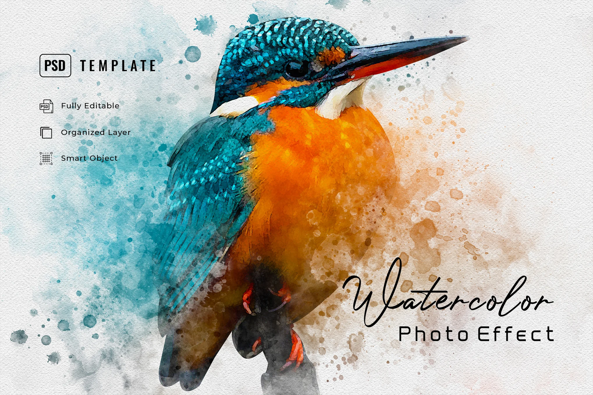 Creative Watercolor Photo Effect PSD