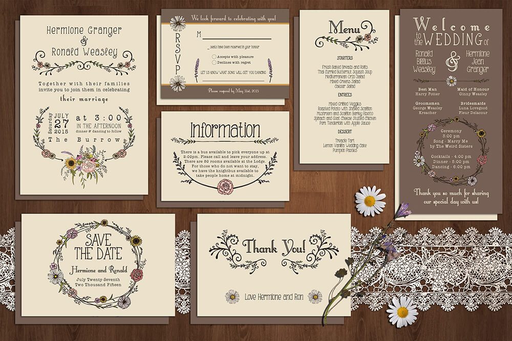 50 Wonderful Wedding Invitation & Card Design Samples 