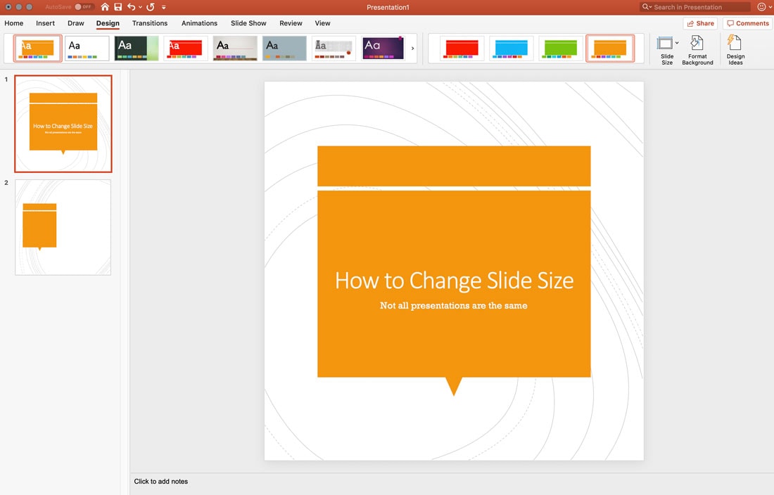 how to change slide size powerpoint