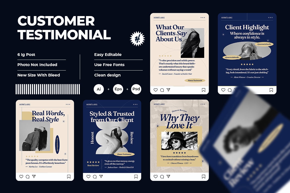 Customer Testimonial Instagram Template Kit