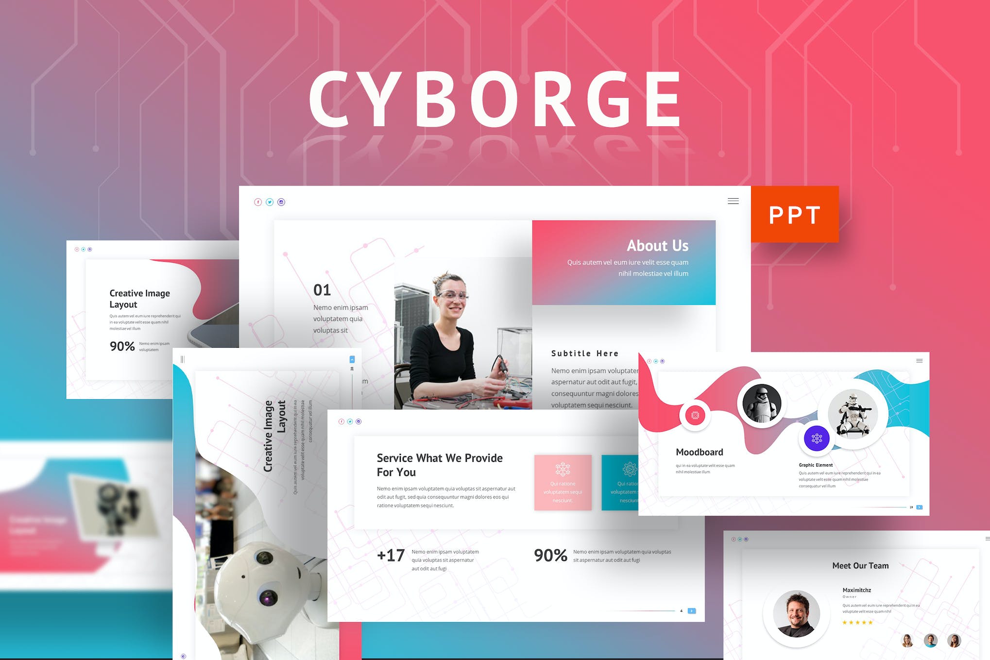 قالب پاورپوینت Cyborge - AI