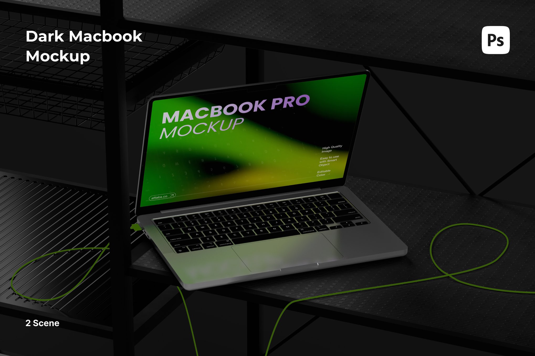 Dark MacBook Mockup Template