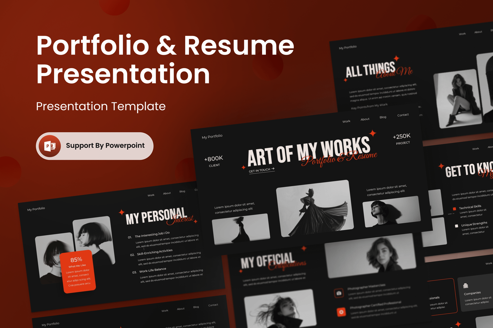 Dark Portfolio Resume Google Slides Template