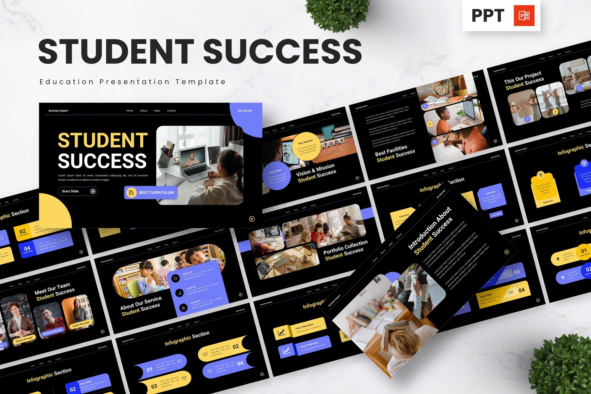 Dark Student Success PowerPoint Template