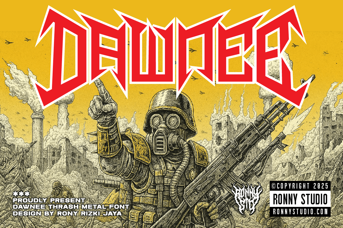 Dawnee - Aggressive Thrash Metal Font