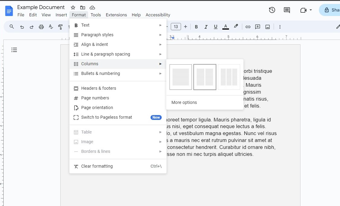 delete columns in Google Docs 1