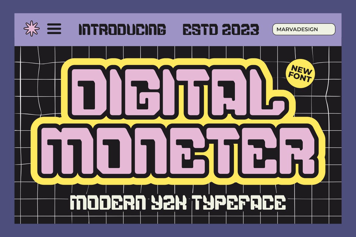 Digital Moneter - 2000's Y2K Font