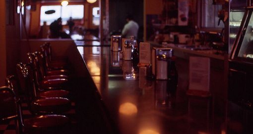 nostalgic '50s diner and bar stools