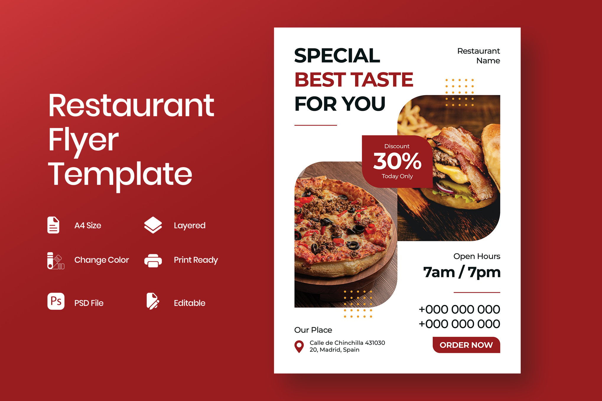 Discount Promo Restaurant Flyer Template