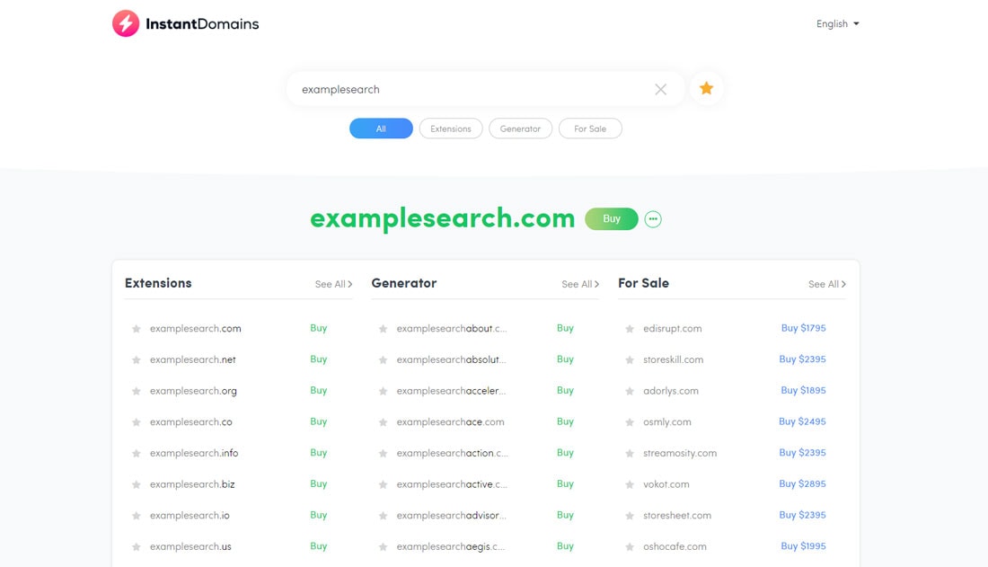 instant domains