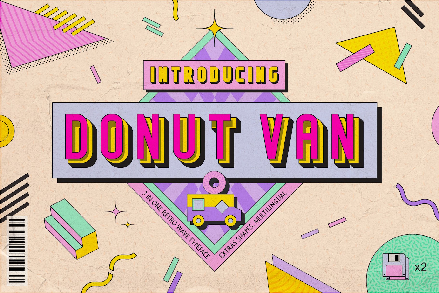 Donut Van - Retro Wave Font