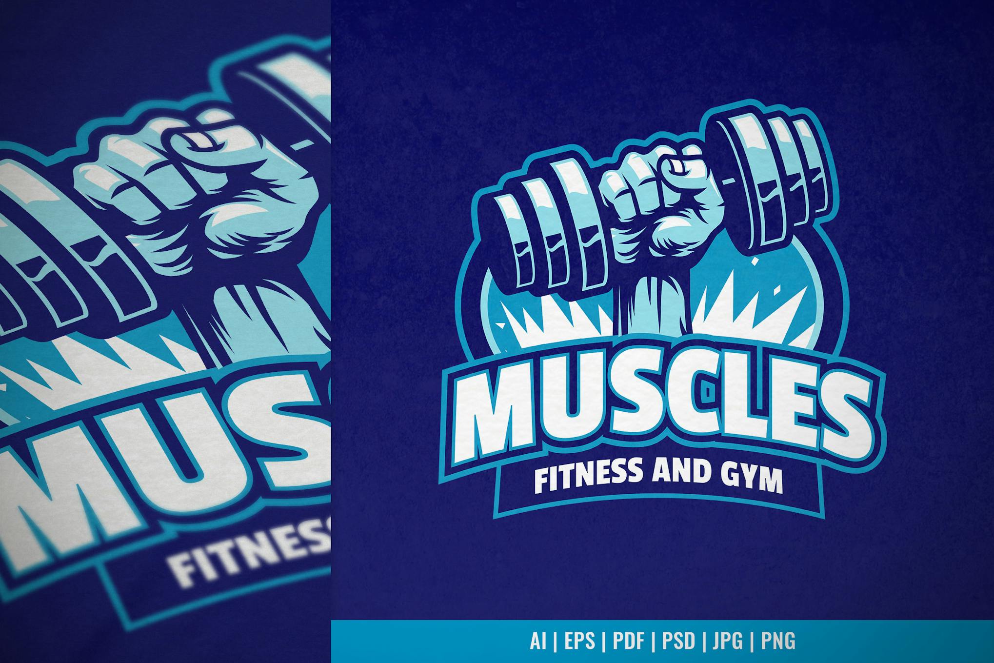 Dumbbell and Hand Gym Logo Template