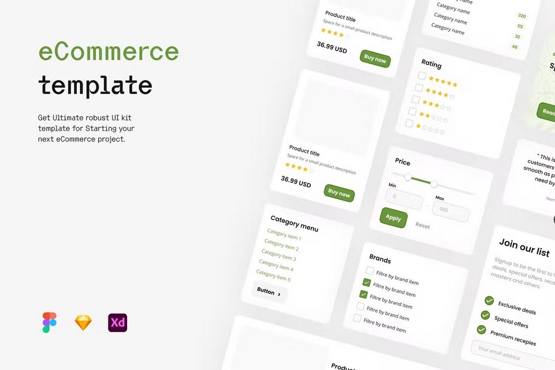 eCommerce UI kit & Sketch App Resources