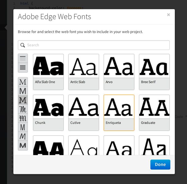 GitHub - adobe/brackets-edge-web-fonts: Edge Web Fonts extension for  Brackets. Simply unzip and drop into your Brackets extension folder to  browse and include Edge Web Fonts.