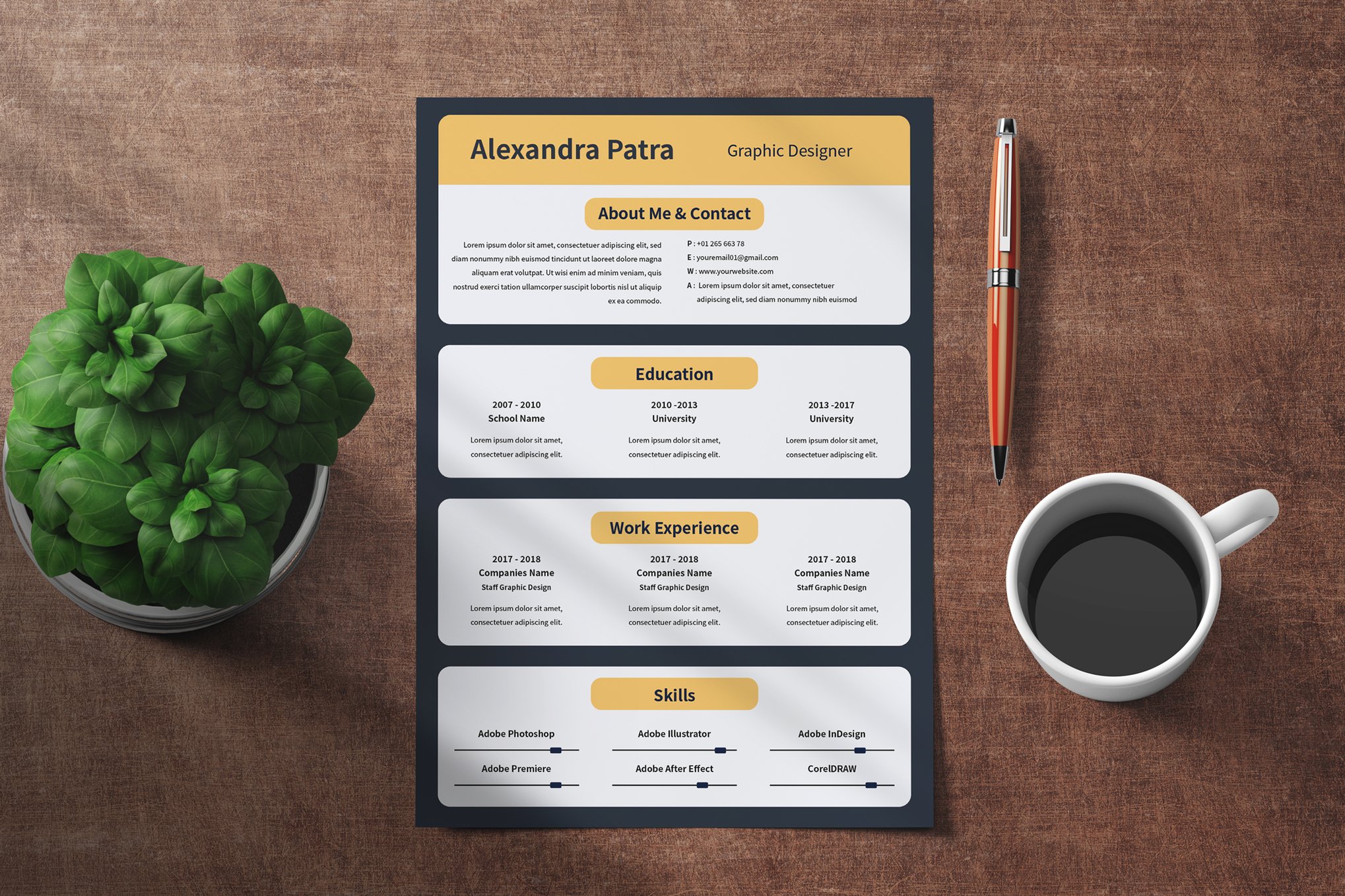 Editable One-Page Resume Template