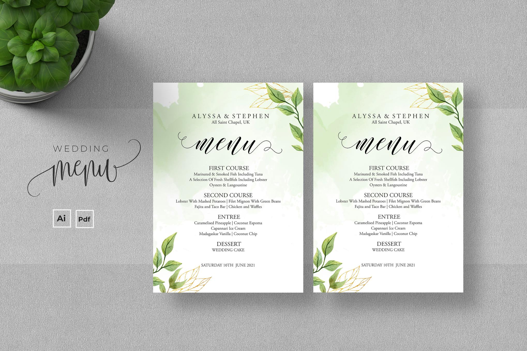 Elegant Wedding Menu Template