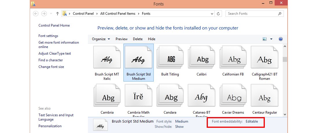 powerpoint presentation embedded fonts