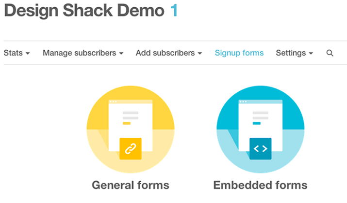 mailchimp dashboard preview screenshot embedded code