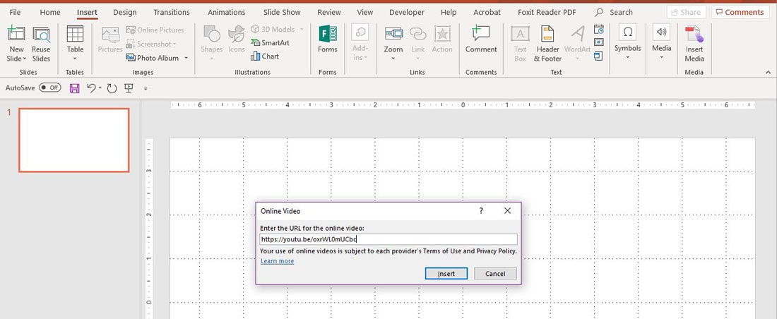how to add video to powerpoint with url