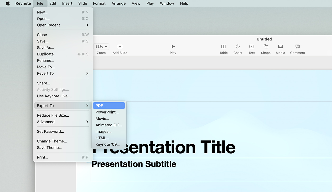 upload a keynote presentation to google drive