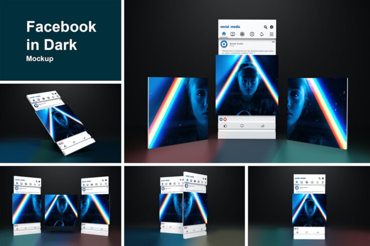 View Information about Facebook in Dark Ad Mockup Templates