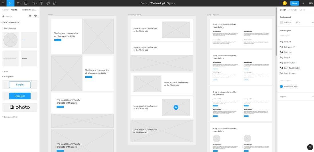 figma wireframing