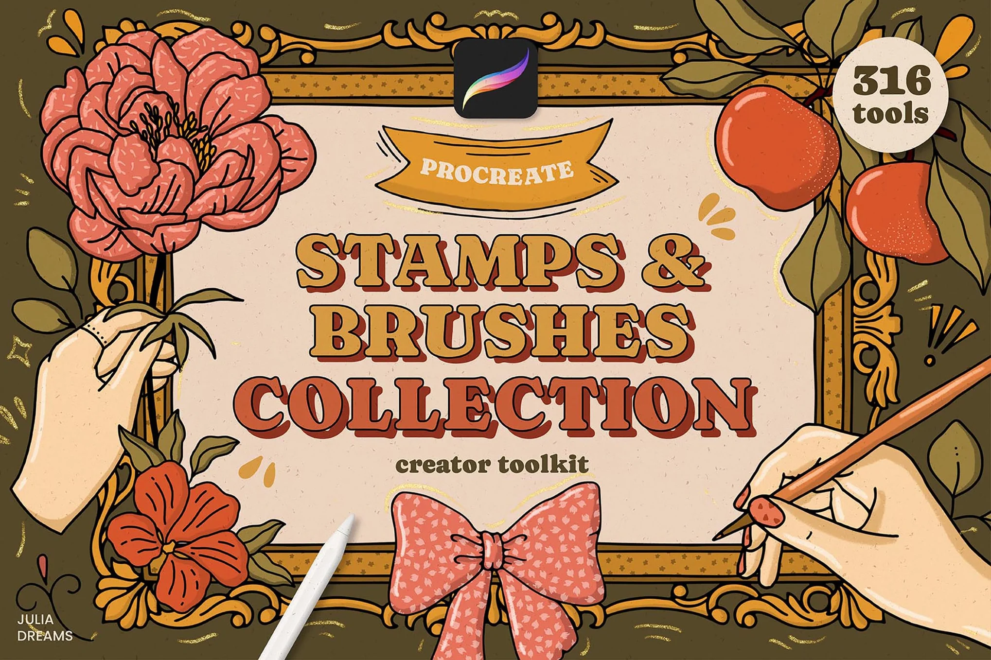 Flowers & Frames Procreate Stamp Brushes