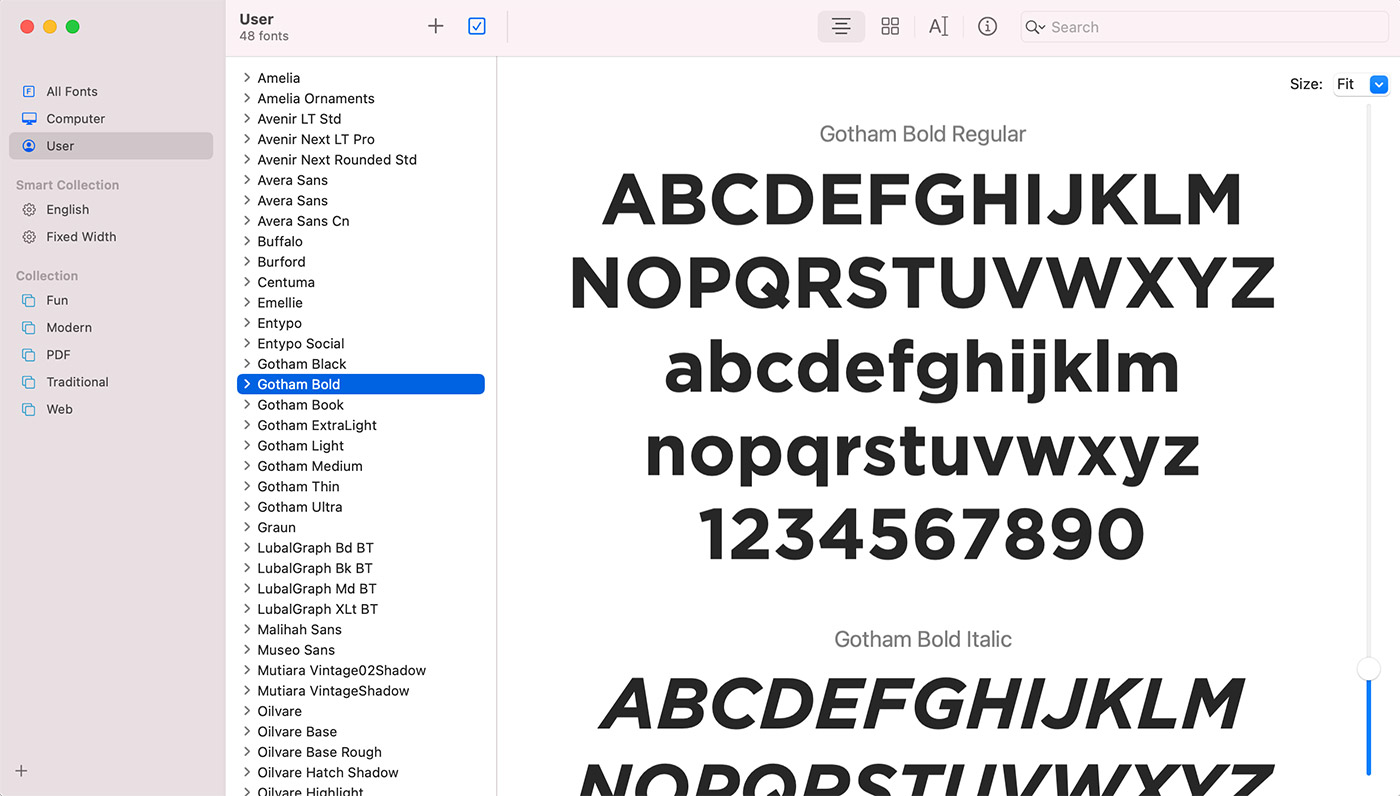 gotham light font mac