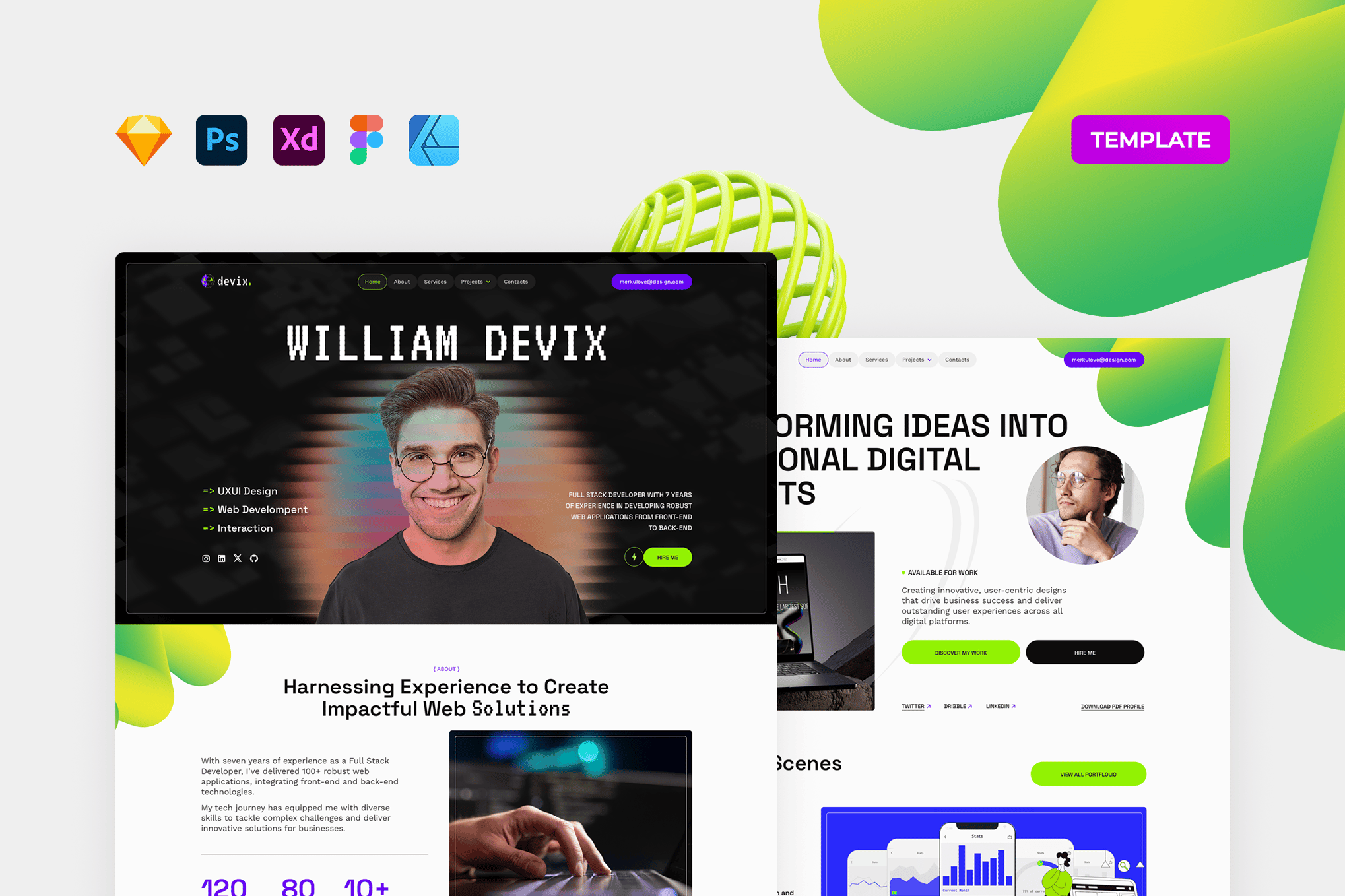 Freelancer Portfolio Affinity Designer Template