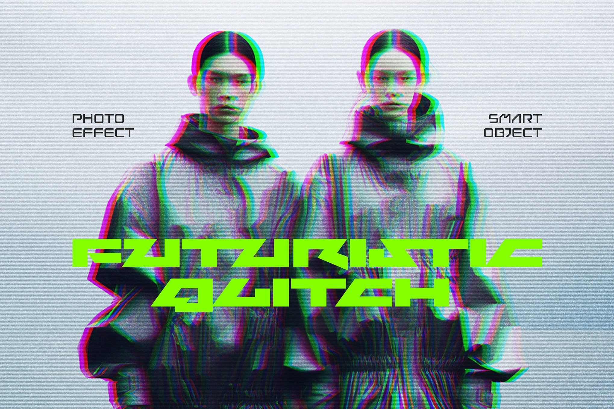 Futuristic 3D Glitch Effect PSD Template