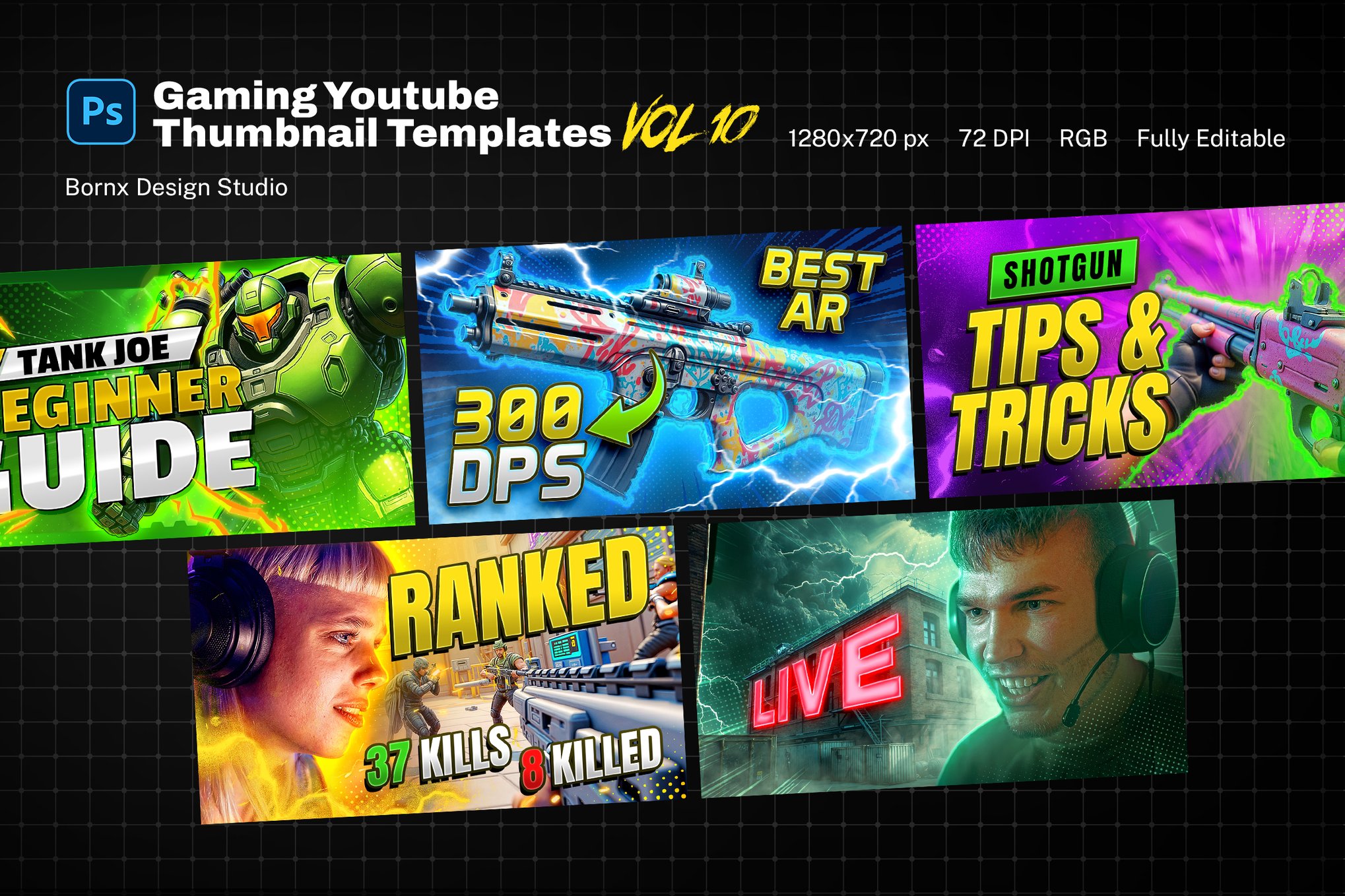 Gaming Compilation YouTube Thumbnail Templates